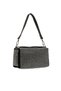Faux Leather Evening Dress Bag Decorated with Silver Colored Stones - 2