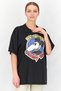 Women Crew Neck Short Sleeves Graphic Print T-shirts, Black