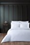 Cotton Satin Stripe Double Duvet Cover Set - White