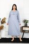 Fashion Line Women Large Size Long Sleeve Indigo Mother Nightgown 1366