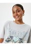 Graffiti Printed Oversize Cotton T-Shirt - Crew Neck, Short Sleeve