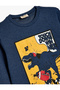 Sweatshirt Dinosaur Printed Crew Neck Long Sleeve Raised - 3