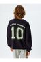 Embroidered Back Sweatshirt Oversize Crew Neck Slogan Printed Embroidered - 4