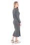 Women's Crew Neck Striped Camisole Slit Long Knit Dress Anthracite - 8