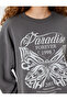 Oversize Sweatshirt with Butterfly Print, Crew Neck, Embossed - 5