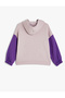 Hooded Crop Sweatshirt Slogan Printed Long Sleeve Cotton - 2