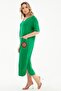 Women's Plus Size Vertical Embroidery Knitted Green Dress - 4