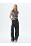 Sleeveless Top Draped Tulle Abstract Patterned Slim Fit - 2