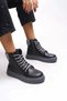 Women's Black Colored Sole Lace up Zipper Boots - 2