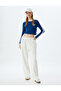 Crop T-Shirt Long Sleeve College Printed Crew Neck Bias Slim Fit - 2