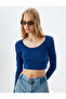 Crop T-Shirt Long Sleeve Bow Detail U-Neck Slim Fit
