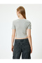 Crop T-Shirt Slogan Printed Crew Neck Short Sleeve Cotton - 4