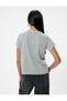Short Sleeve Cotton Glitter Crew Neck T-Shirt - 4
