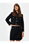 Mini A-Line Tweed Skirt with Pockets and Pearl Button Detail - 2