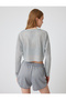 Oversize Crop Sports T-Shirt Crew Neck Openwork Long Sleeve - 4