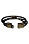 Men's Leather Bracelet - 3-Piece Special Design, Black Braid and Bead Detail, Magnetic Clip - 4