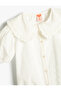 Crop Shirt Wide Baby Collar Balloon Sleeve Cotton - 3