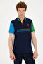 Men's Slim Fit Polo Neck Navy Blue T-Shirt 50281551-Vr033 - 3