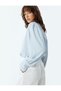 Long Sleeve Blouse with Cuffs, Round Draped Collar, Crepe Fabric