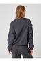 Basic Oversize Sweatshirt Long Sleeve Crew Neck with Stitching Detail - 4