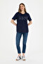 Women's Navy Blue Basic Crew Neck T-Shirt 50280020 -Vr033 - 4