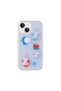 iPhone 15 Plus Compatible Shiny Zore Minimini Silicone Case with Embossed Figure-Purple - 4