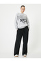 Oversize Polo Neck Sweatshirt College Themed Printed - 2