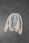Men's Beige Antique Motif Embroidery Detail Crew Neck Oversize Sweatshirt - 2