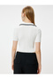 Polo Collar Sweater Short Sleeve Buttoned Slim Fit - 4
