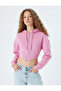 Crop Sweatshirt Zippered Corset Look Hooded - 4