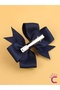 2-Piece Girl's Grosgrain Satin Bow Hairpin Set Navy Blue - Bow Ribbon Clip Collet Hair Clip - 2