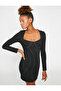 Mini Dress Long Sleeve Square Neck Stone - 2