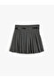 Pleated Skirt Belt Detailed Viscose Blended