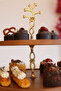 2-Tier 21/25 cm Gold Floral Wooden Cake Presentation Stand, Serving Presentation Plate, Catering Plate - 3