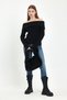 Black Angel Baguette Bag / Black Faux Fur Women's Shoulder Bag (Boy:19 En:27) - 2