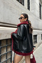 Premium Leather Toscana Laminated Belted Jacket Luxury Women's Coat with Inner Lining Detail - 3