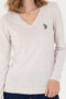 Women's Stone Melange V-Neck Basic Sweater 50276570 -Vr225 - 7