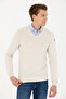 Men's Stone Melange V-Neck Sweater 50277090-Vr225 - 3