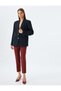 High Waist Cigarette Fabric Trousers Slim Fit with Pockets