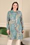 Women's Plus Size Shirt Collar Buttoned Shirt Tunic Water Green