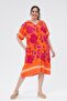 Women's Shirt Collar Woven Printed Side Slit Orange Dress - 2