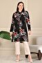 Women's Plus Size Shirt Collar Buttoned Shirt Tunic Black - 5