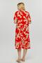 Women's Plus Size V-neck Skirt Pleated Printed Woven Red Dress - 6