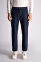 Half Elastic Waist Slim Fit Chino Trousers Navy Blue