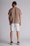 Men's Side Pockets Elastic Waist Linen Look Relaxed Fit Chino Shorts Ecru - 5