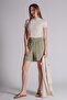 Women's Elastic Waist Jogger Pants Shorts Khaki - 2