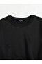 Unisex Oversize Düz Basic Sweatshirt – Siyah - 3