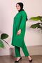 Women's Large Size Top and Bottom Set with Pockets and Stone Embroidery Green - 6