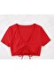 Special Design Half Sleeve Gathered Detail Bikini Top - 2