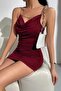 Chain Detailed Gathered Dress with Chest Decoration - 6